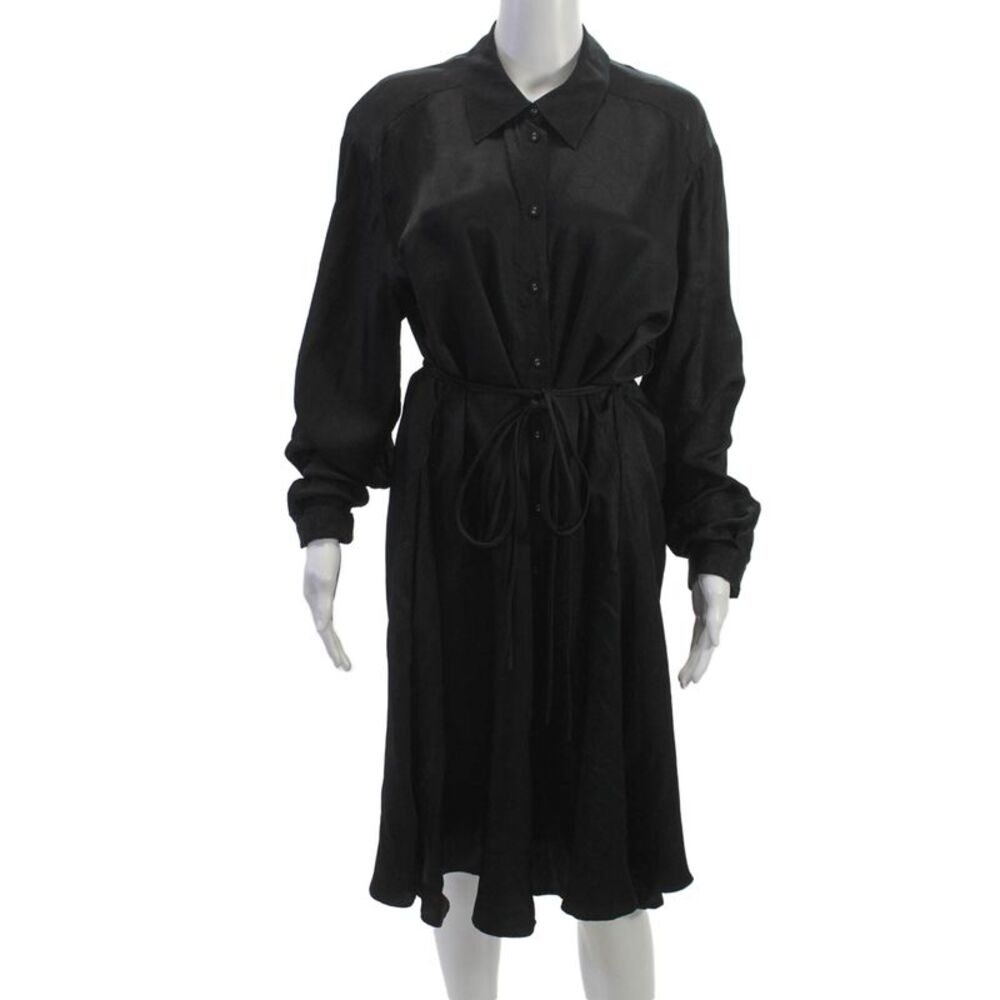 Proenza Schouler White Label Womens Black Long Sleeve Shirt Dress Size L